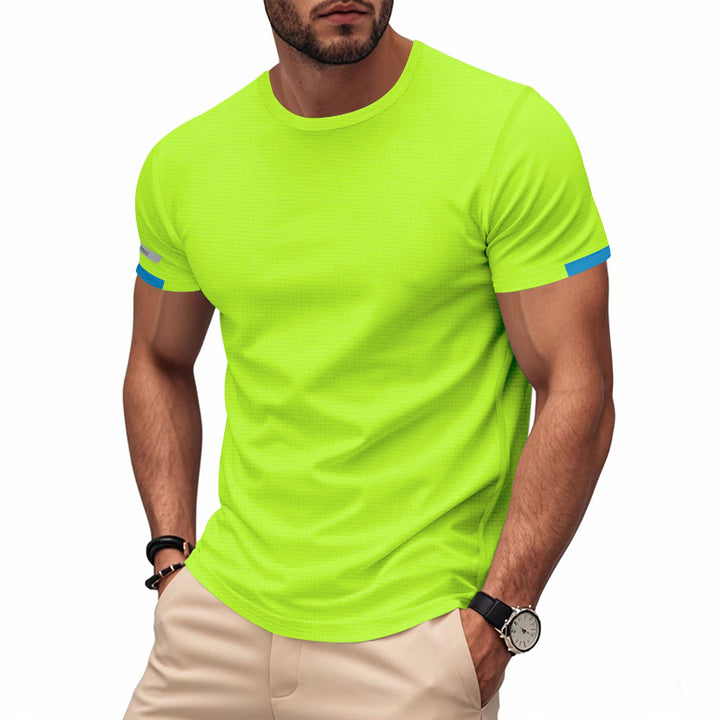 Men's nan athletic functional T-shirt with round neck, body-hugging stretch cut and contrasting sleeve hem StylebySassy