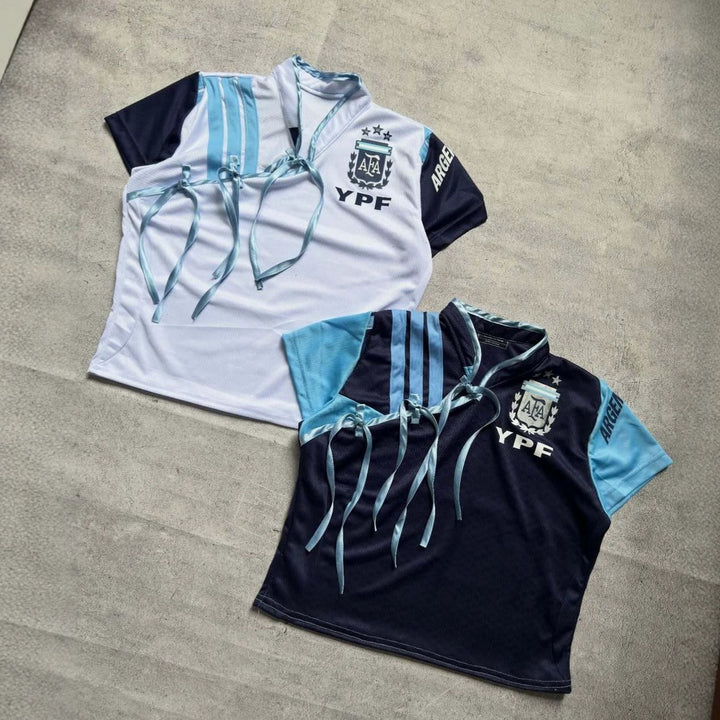 Women's sports jersey with a figure-hugging cut and innovative ties StylebySassy