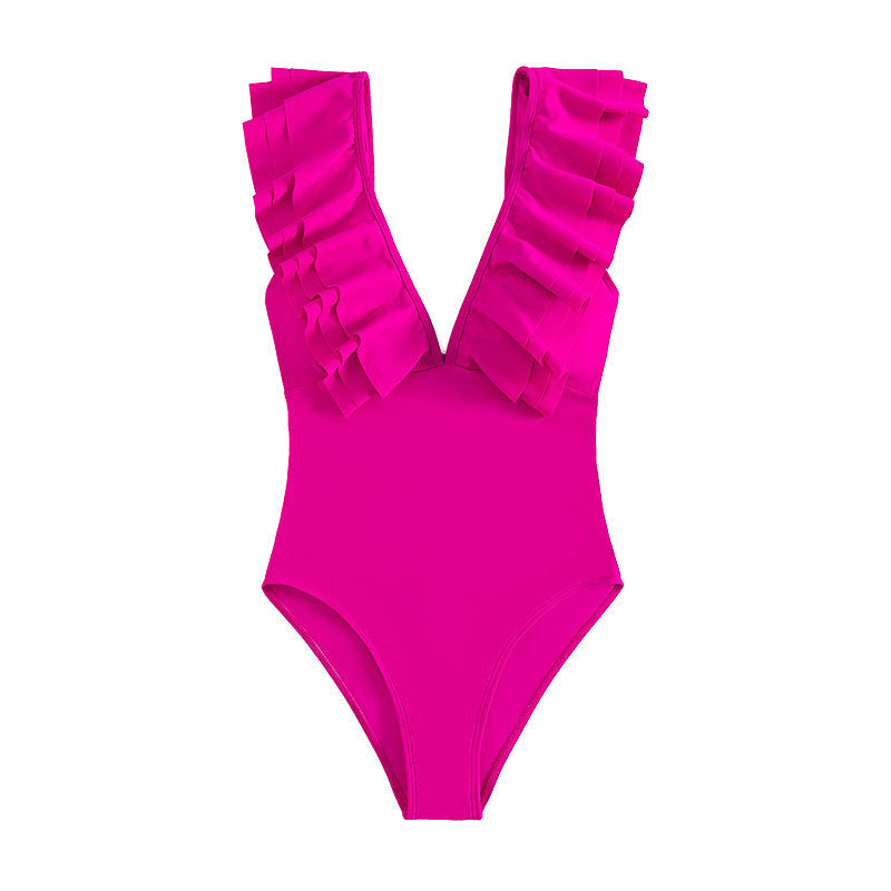 Ladies' one-piece swimsuit with sophisticated ruffle details StylebySassy