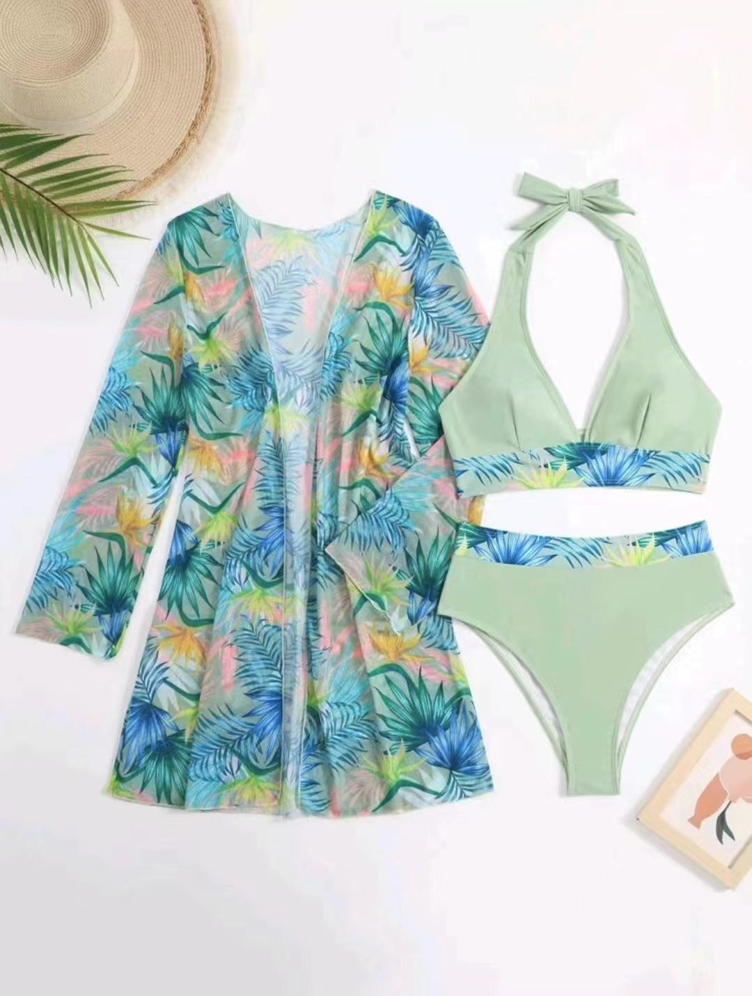 Women’s bikini set with colorful cover-up StylebySassy