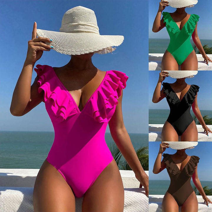 Ladies' one-piece swimsuit with sophisticated ruffle details StylebySassy