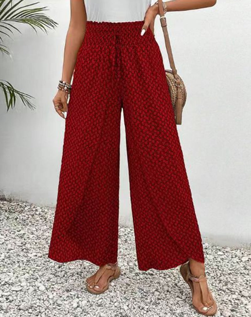 Women's loose summer pants with smocked elastic waistband and palazzo silhouette StylebySassy