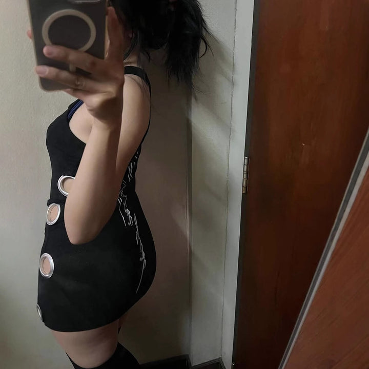 Women Figure-hugging Mini Dress with Metallic Details StylebySassy
