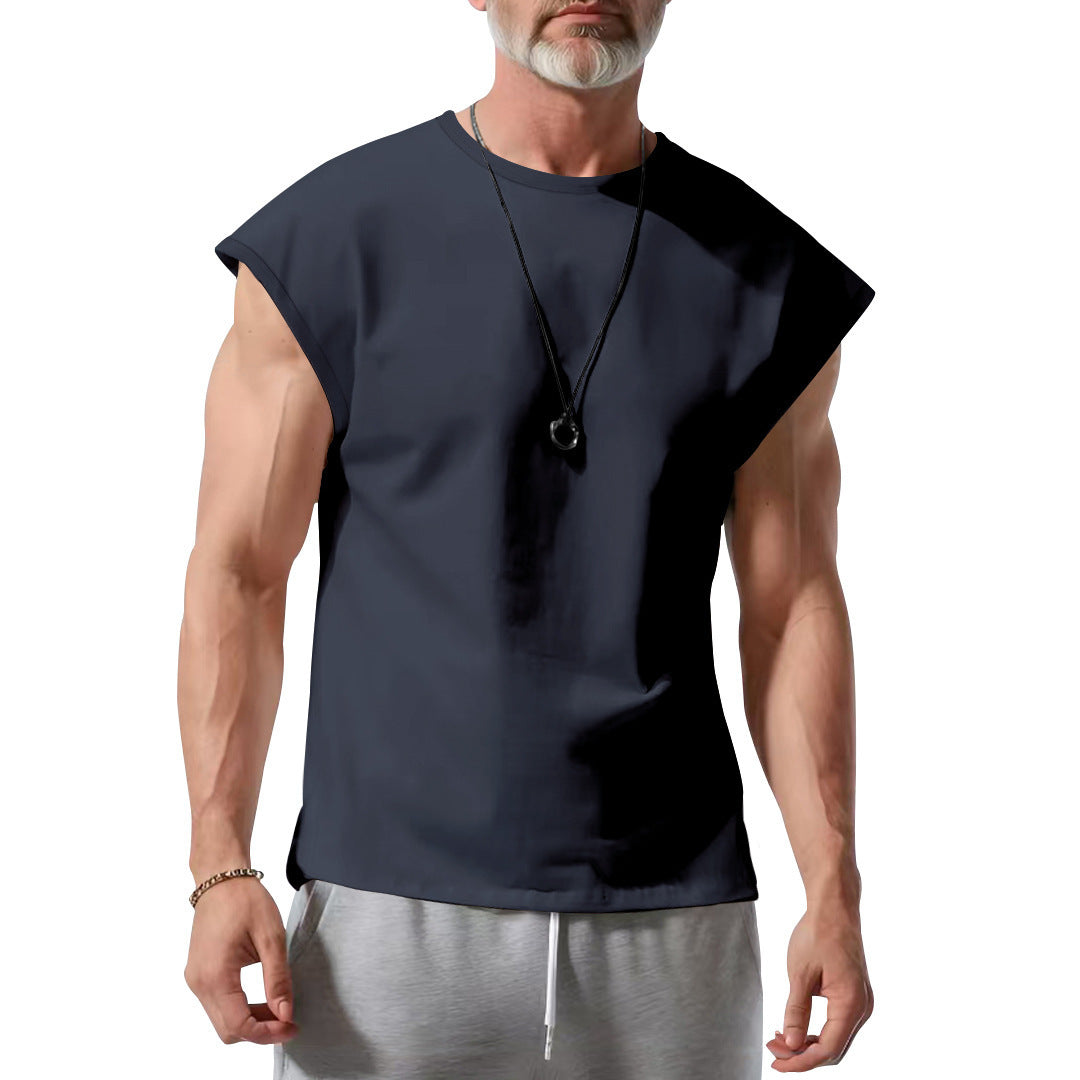 Men's lightweight athletic sleeveless muscle shirt with raw arm finish and elastic cotton blend StylebySassy