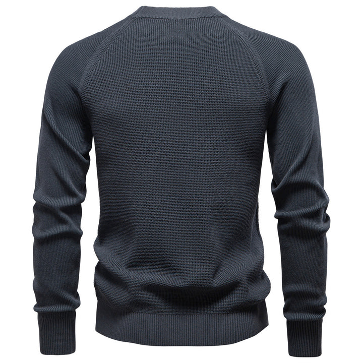 Men's medium thickness textured knit sweater with raglan sleeves and ribbed cuffs StylebySassy