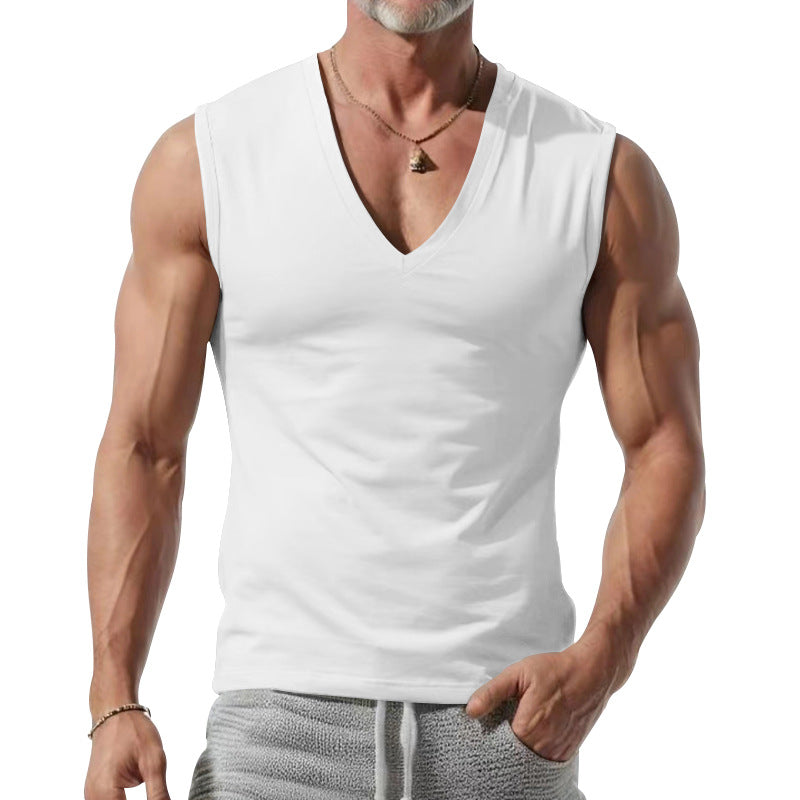 Men's form-fitting sleeveless V-neck muscle shirt StylebySassy