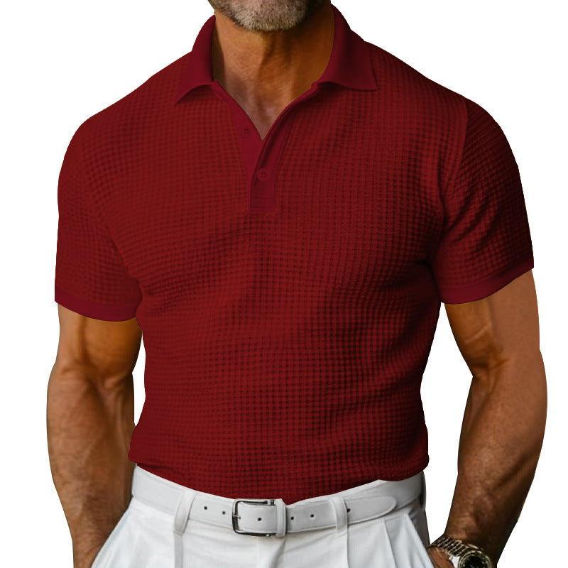 Men's structured piqué polo shirt made of cotton blend with reinforced polo collar StylebySassy