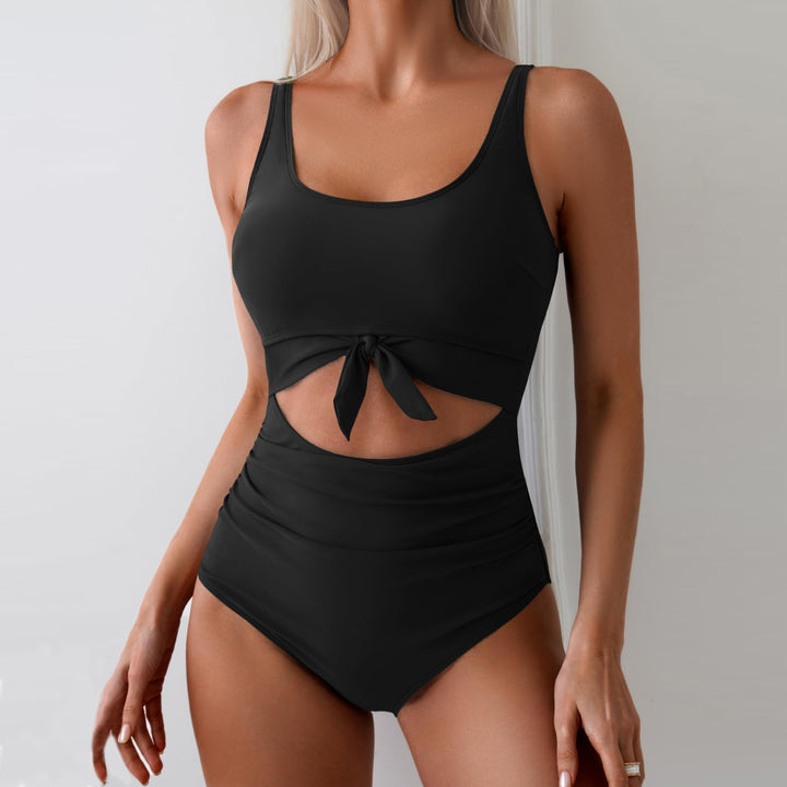 Women's One-Piece Swimsuit with Trendy Cut-Out Design and Adjustable Knot StylebySassy