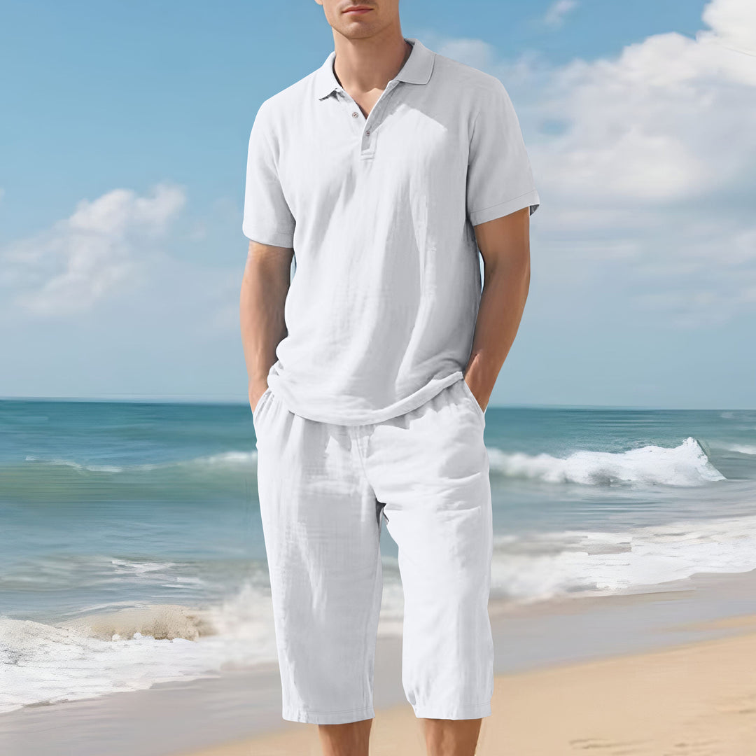 Men's light polo and bermuda set made of silky cotton jersey StylebySassy