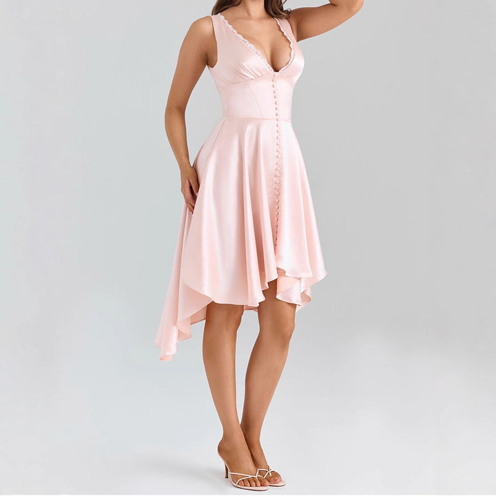 Ladies Elegant Wedding Dress with Ruffles and Asymmetric Hem StylebySassy