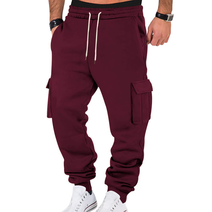 Men's casual cargo sweatpants with drawstring waistband, flap pockets and slim ankle cuffs StylebySassy