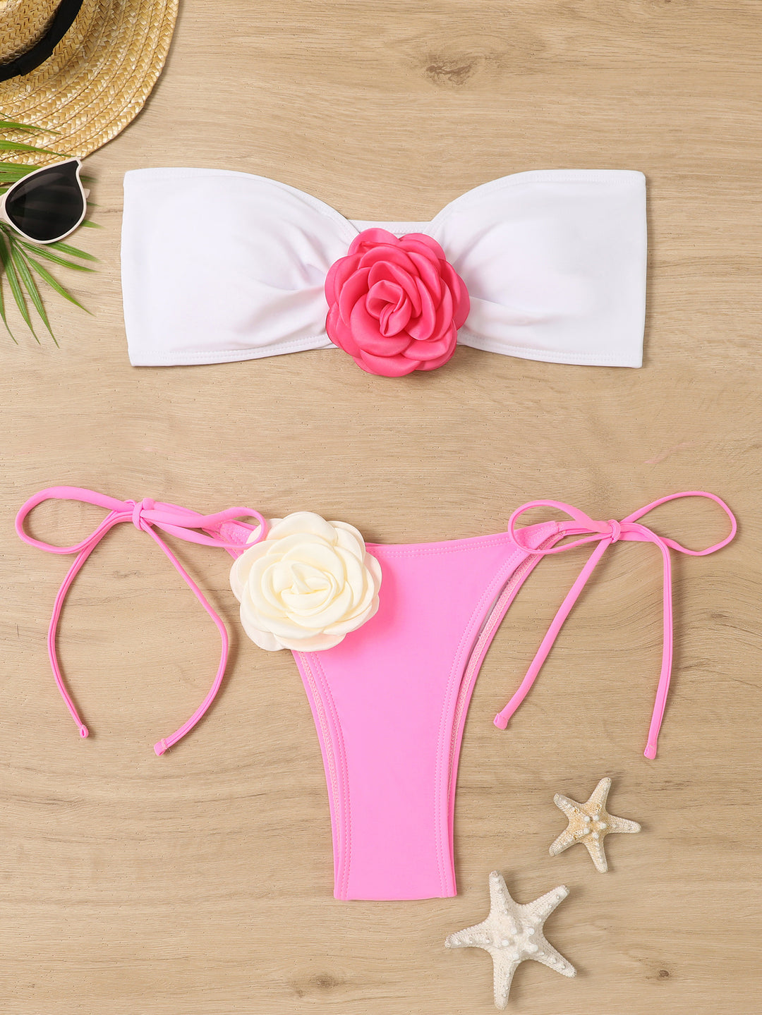 Women's Bandeau Bikini with Floral Application StylebySassy