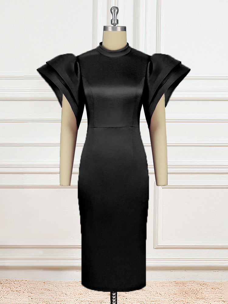 Ladies Exclusive Midi Dress with Voluminous Puff Sleeves StylebySassy