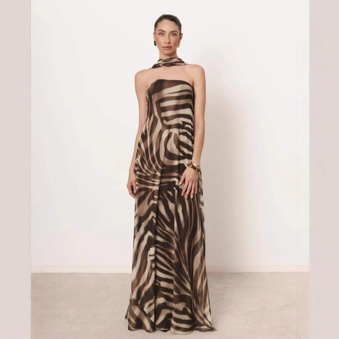 Ladies Elegant Long Dress with Slim Neckholder StylebySassy