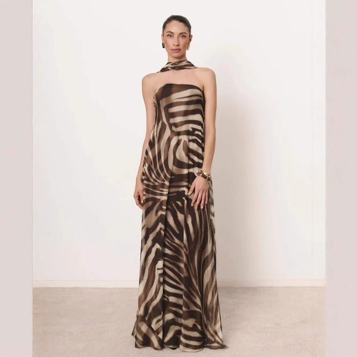 Ladies Elegant Long Dress with Slim Neckholder StylebySassy
