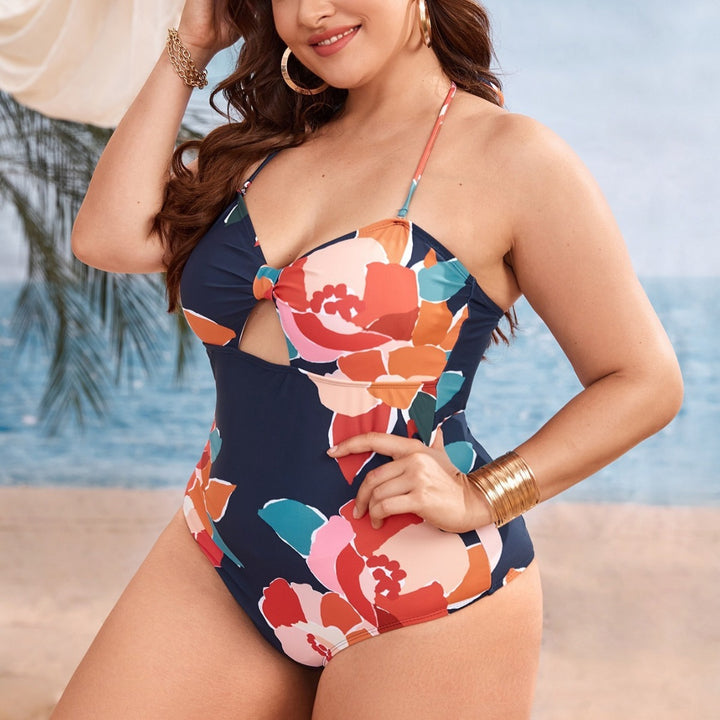 Women One-Piece Swimsuit with Floral Cut-Out Design StylebySassy