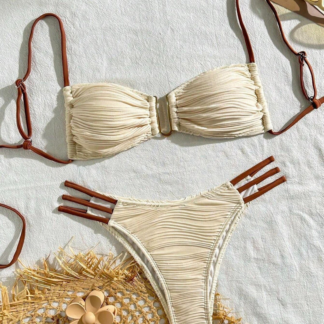 Women's bandeau bikini with stylish ruffle design StylebySassy