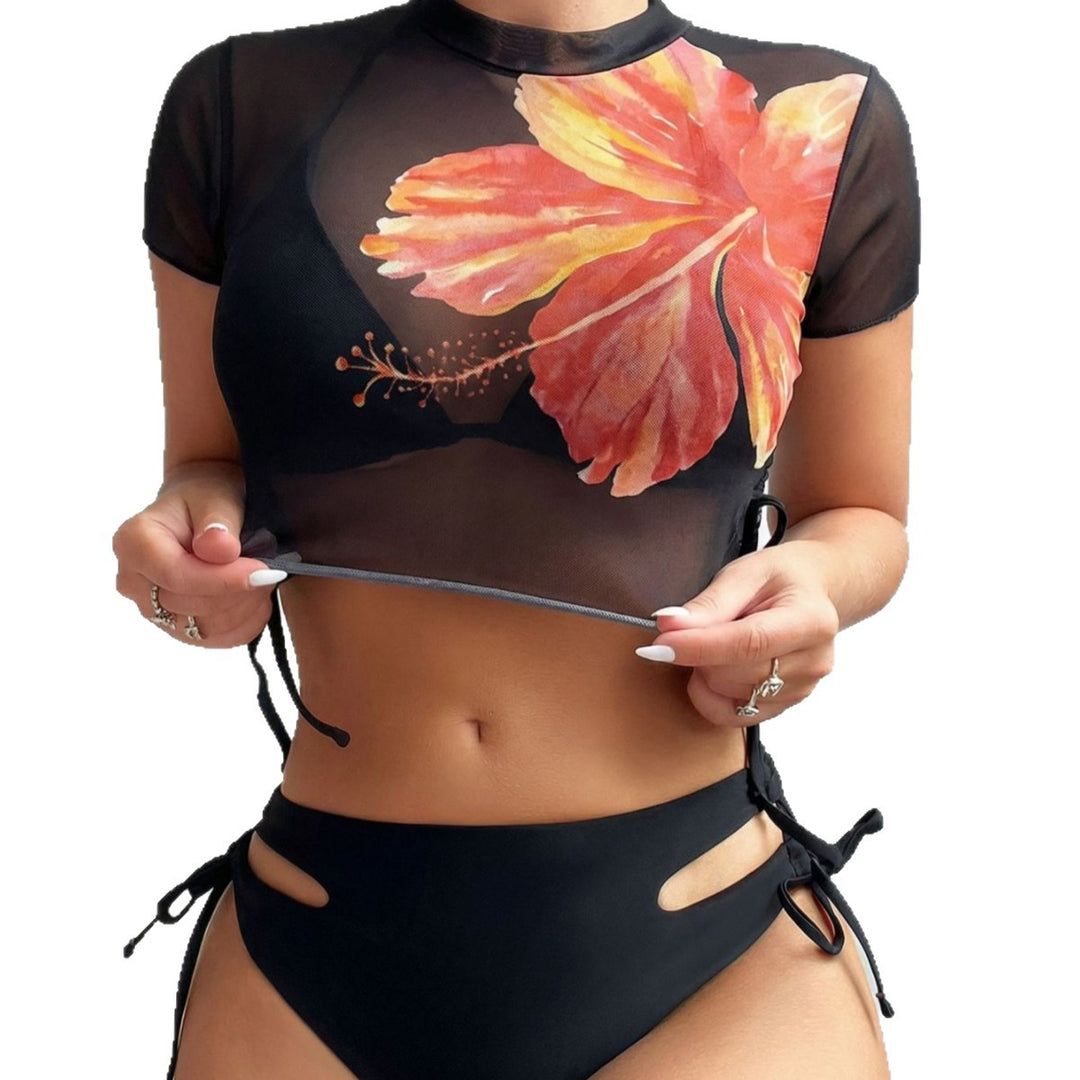 Women's bikini set with asymmetrical top and floral design StylebySassy