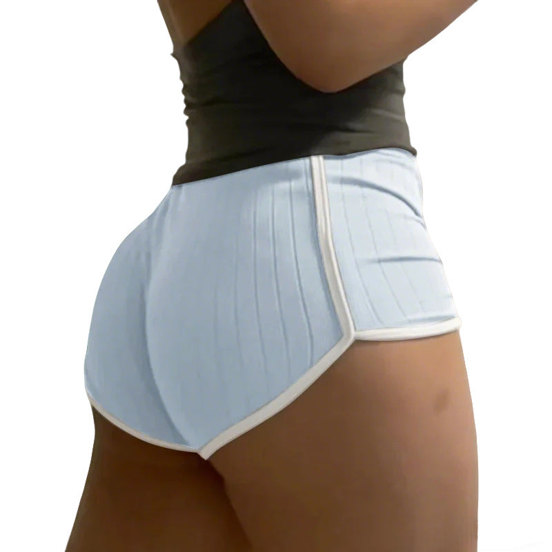 Women's pleated casual shorts with elastic comfort waistband and contrast piping StylebySassy