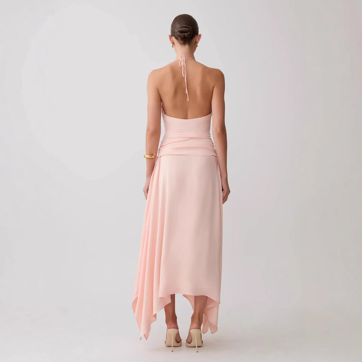 Women Elegant Wrap Dress with Deep V-Neck and Asymmetrical Hem StylebySassy