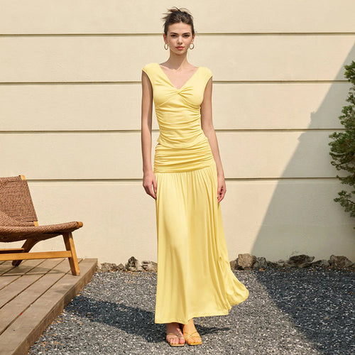 Women's long sleeve maxi dress with draped details StylebySassy