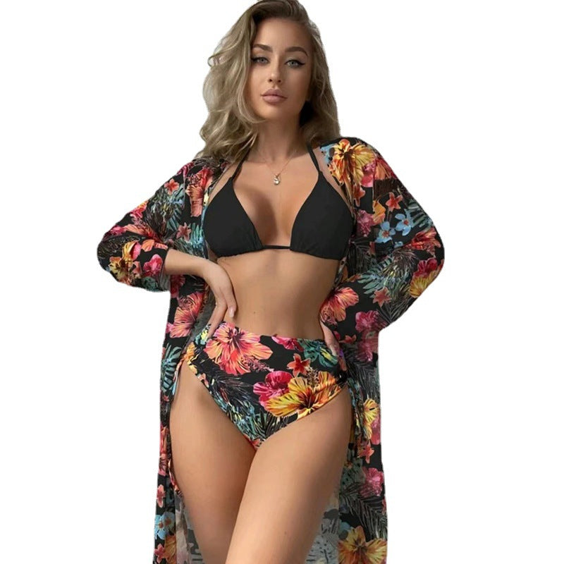 Women's bikini set with high waist and floral cover-up StylebySassy