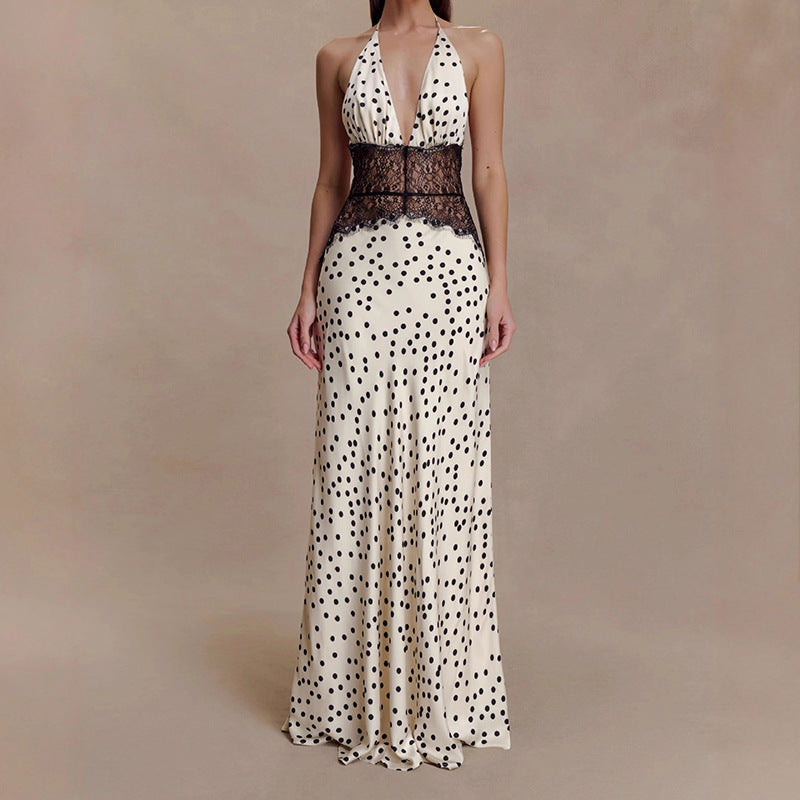 Women Elegant Evening Dress with Lace Insert StylebySassy