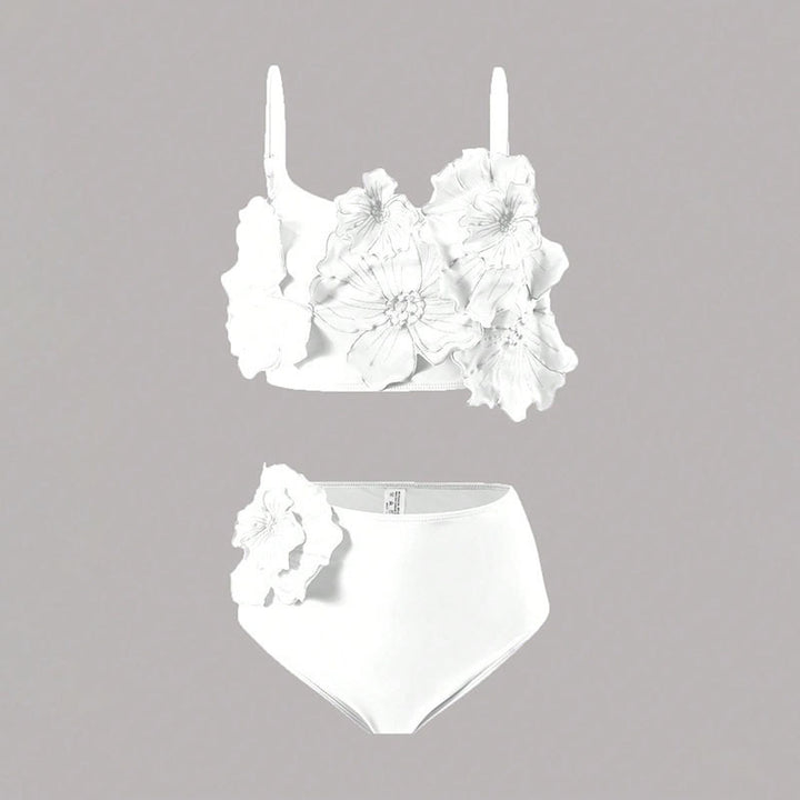 Women's bikini set with floral 3D design and high-cut bottom StylebySassy