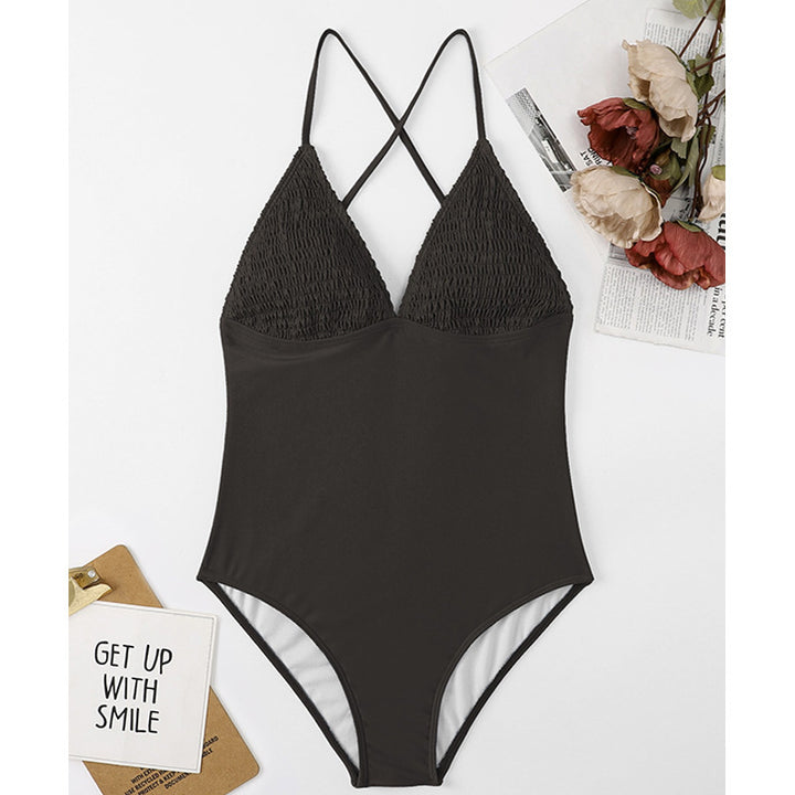 Women's One-Piece Swimsuit with Refined V-Neck and Structured Top StylebySassy