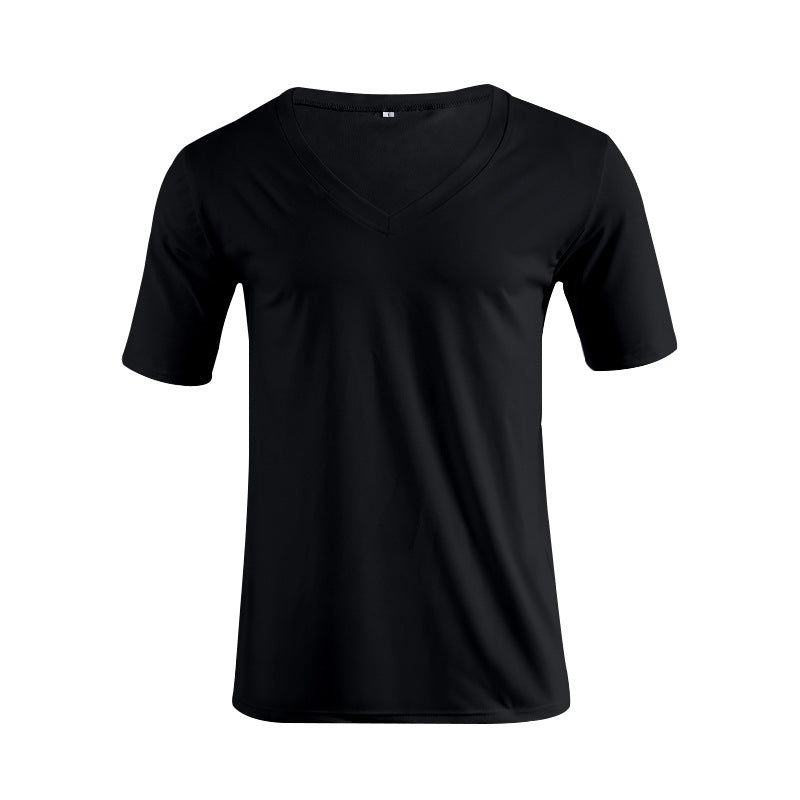 Men's V-neck T-shirt made of fine jersey with slim silhouette and flat seams StylebySassy