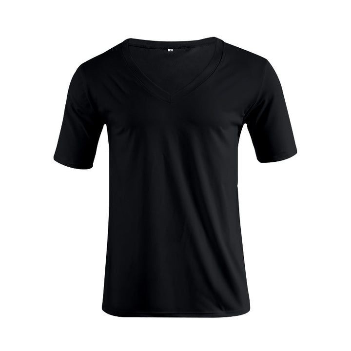 Men's V-neck T-shirt made of fine jersey with slim silhouette and flat seams StylebySassy
