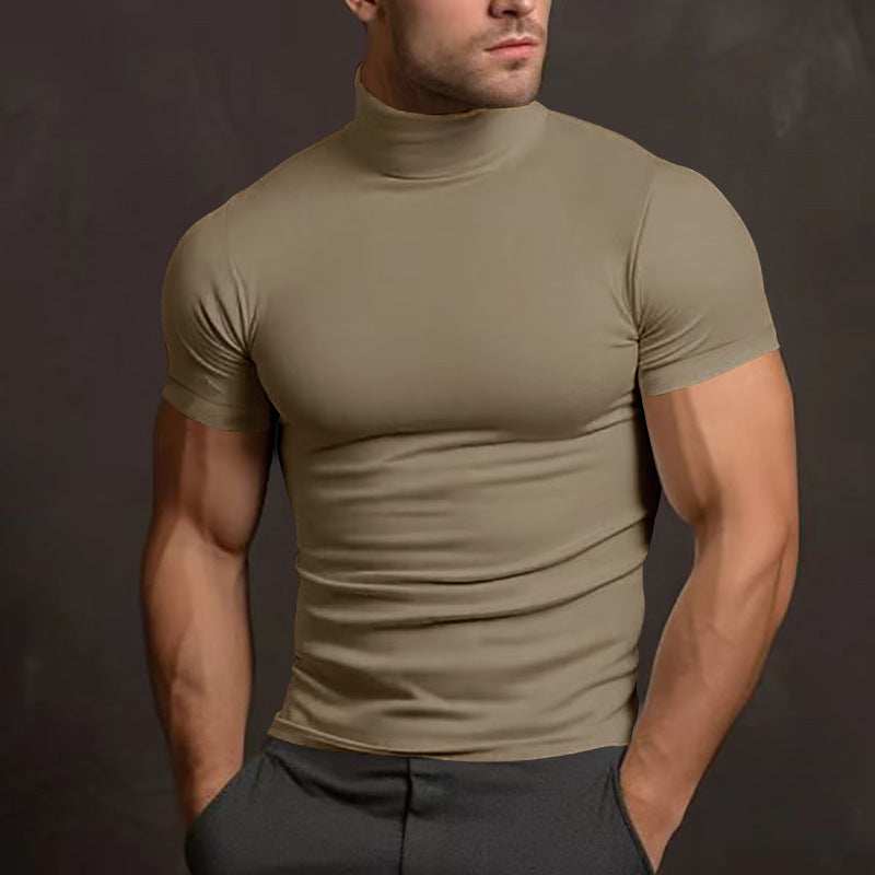 Men's body-hugging short-sleeve roll-neck shirt made of stretch jersey StylebySassy