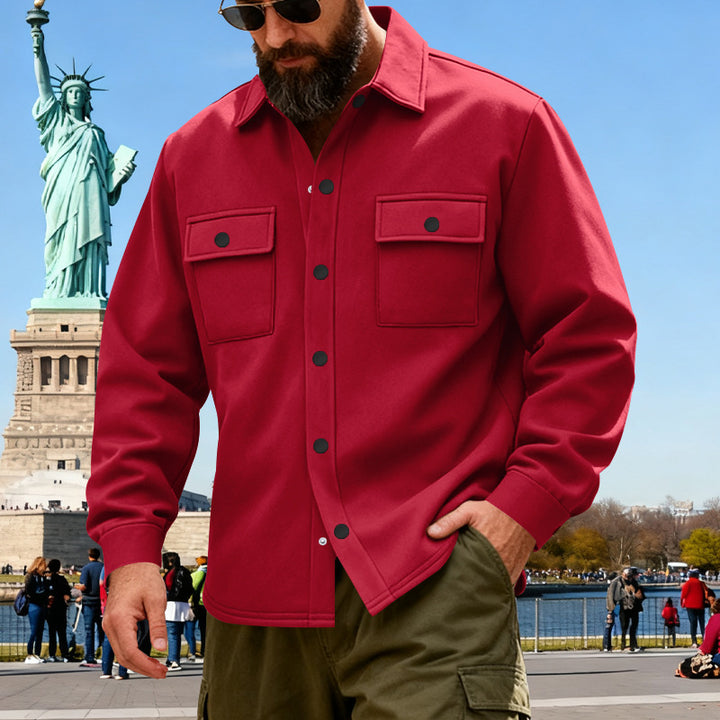 Men's casual shirt jacket made of cotton blend with applied chest pockets StylebySassy