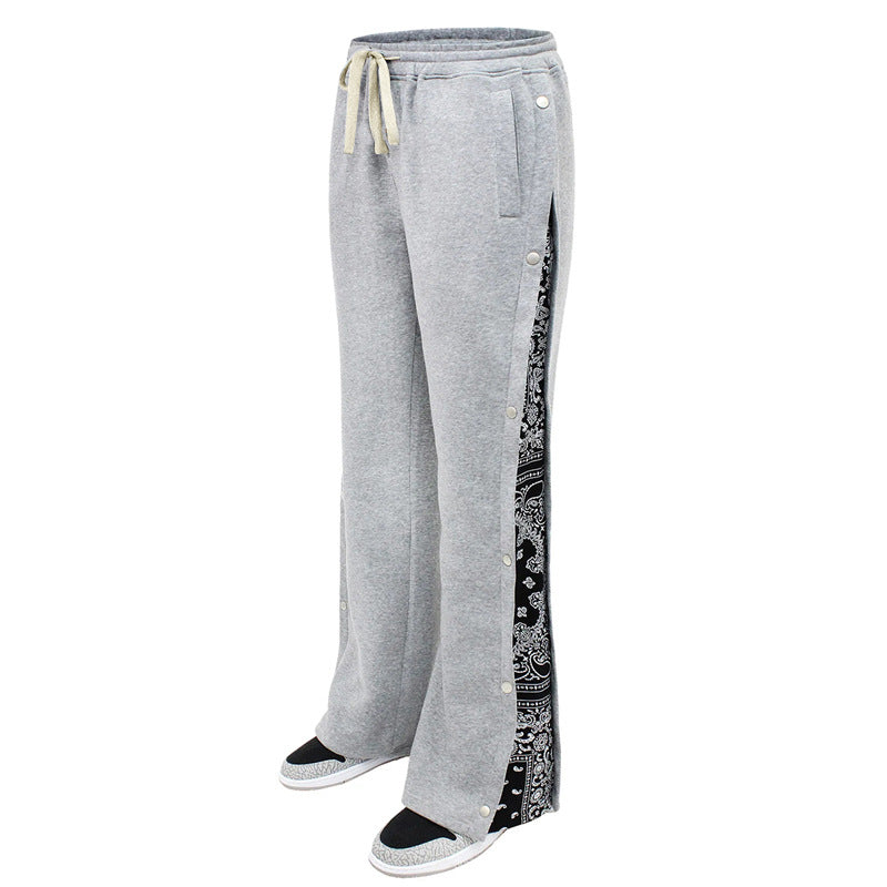 Men's sweatpants with side snap button placket and bandana side insert StylebySassy