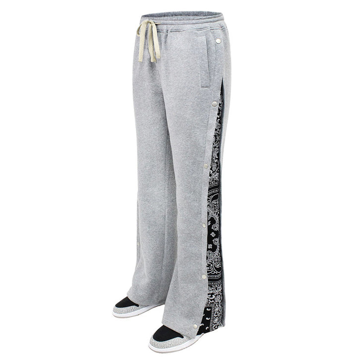 Men's sweatpants with side snap button placket and bandana side insert StylebySassy