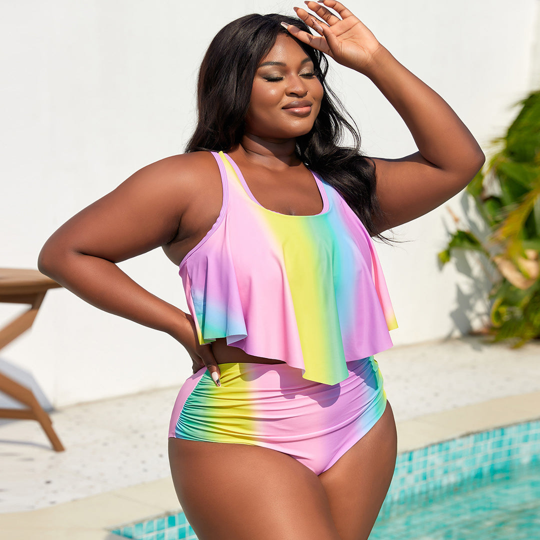 Women's Tankini Set with Flowing Top and High-Cut Shorts StylebySassy