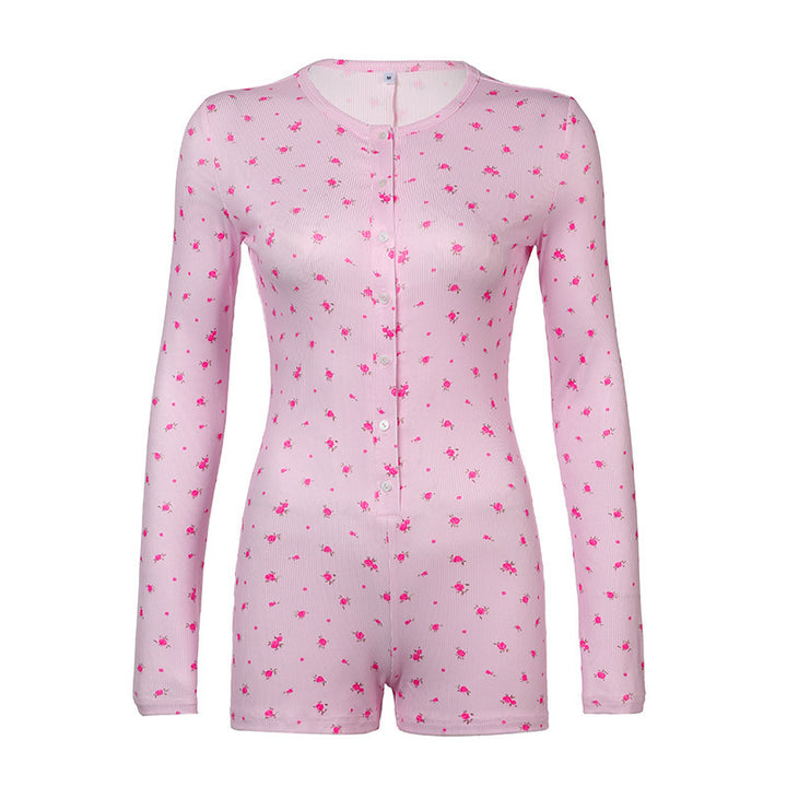 Women's Long Sleeve Bodysuit with Floral Pattern StylebySassy
