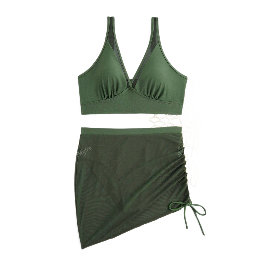 Women's sporty bikini set with transparent wrap skirt StylebySassy