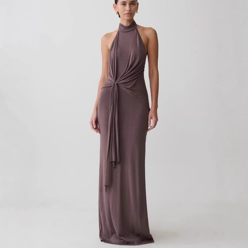 Women Elegant Ankle-Length Wrap Dress with Deep Slit StylebySassy