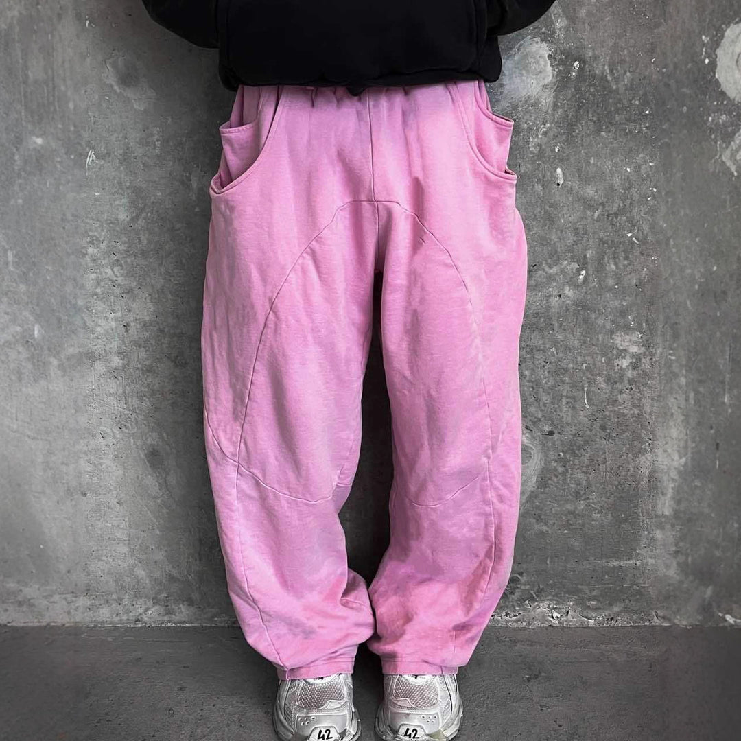 Men's Nan Oversized Leisure Joggers with Curved Seam Details, Drawstring Waistband and Elastic Leg Openings StylebySassy