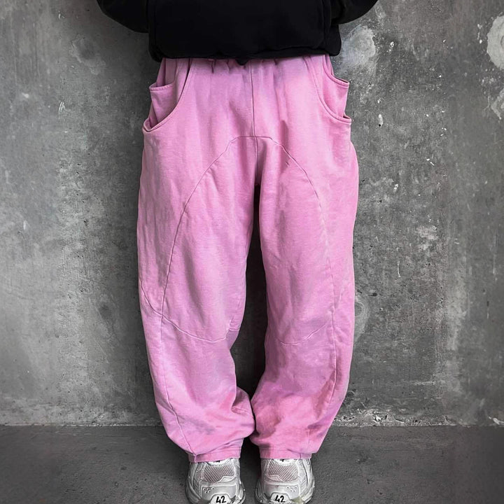 Men's Nan Oversized Leisure Joggers with Curved Seam Details, Drawstring Waistband and Elastic Leg Openings StylebySassy