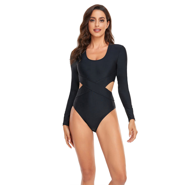 Women's Sporty Long Sleeve Swimsuit with Fashionable Cut-Out Design StylebySassy