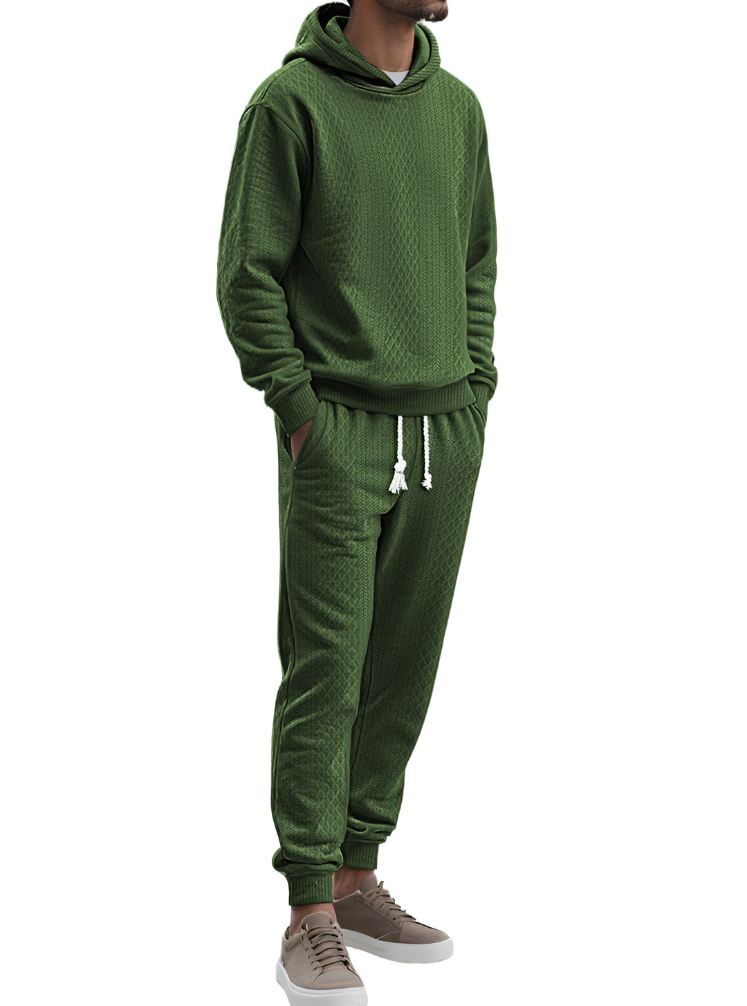 Men's structured velour tracksuit with hoodie and drawstring pants StylebySassy