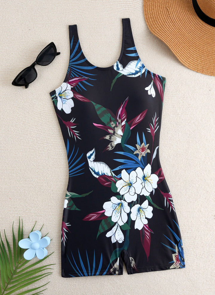 Women's Sporty One-Piece Swimsuit with Dynamic Gradient StylebySassy