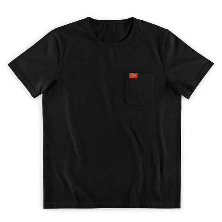 Men's single jersey short-sleeve shirt with patch chest pocket, reinforced seams, and round neckline StylebySassy