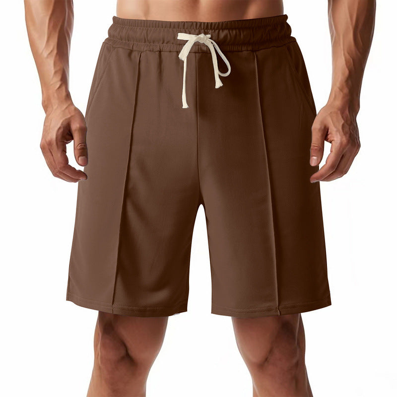 Men's knee-length relaxed Bermuda shorts with flat crease, elastic drawstring waistband and side pockets StylebySassy