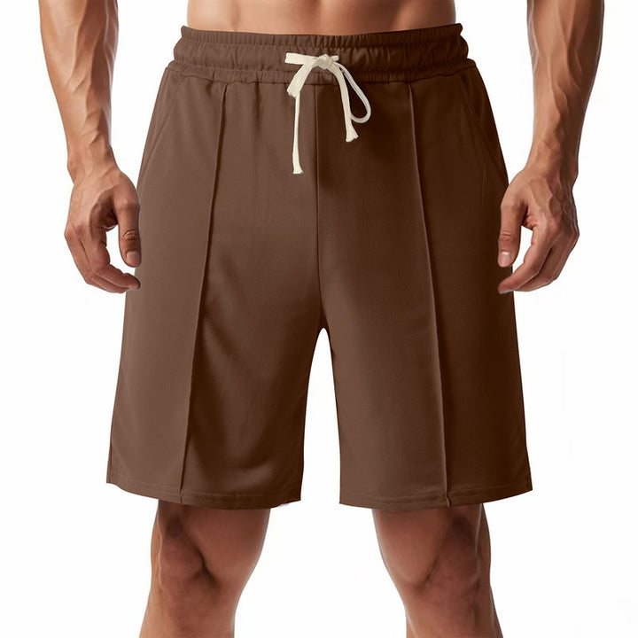 Men's knee-length relaxed Bermuda shorts with flat crease, elastic drawstring waistband and side pockets StylebySassy