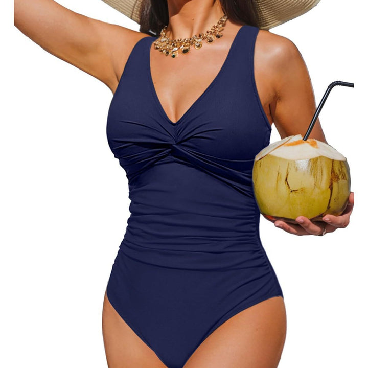 Ladies Elegant One-Piece Swimsuit with Fashionable Twist StylebySassy