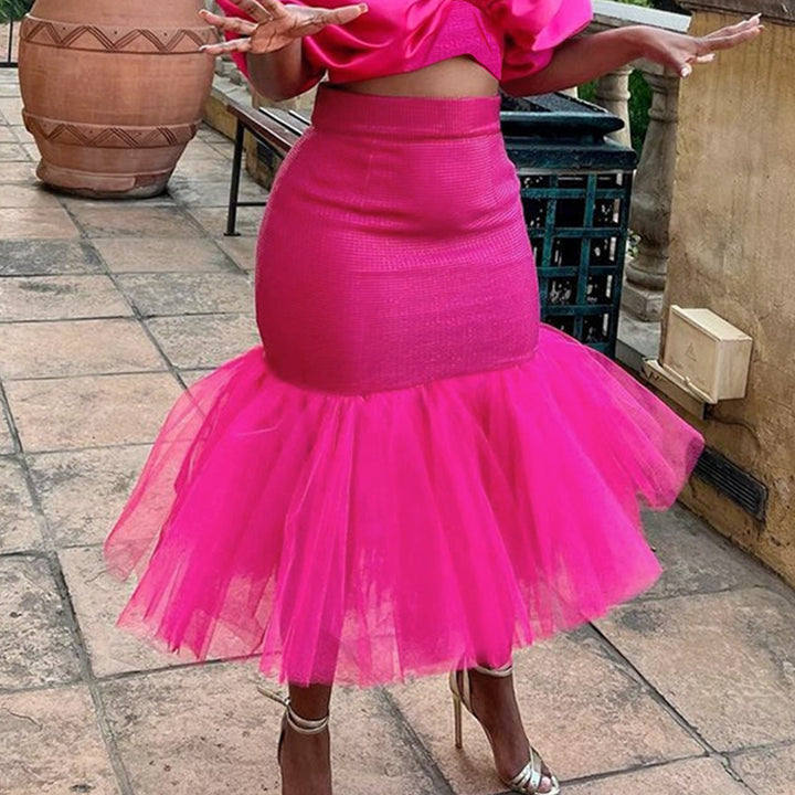 Women Elegant Tulle Skirt with Voluminous Hem StylebySassy