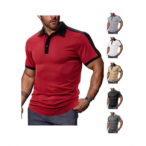 Men's fitted contrast polo shirt with shoulder yoke and shirt collar StylebySassy